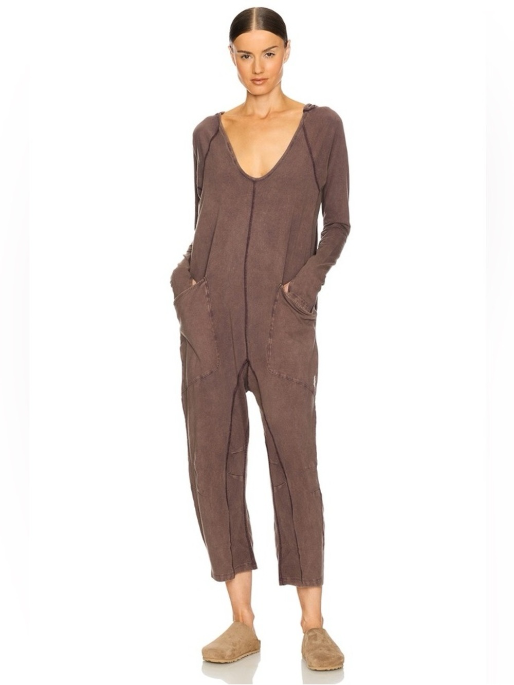 Free People Hot Shot Hooded Long Sleeve Romper Jumpsuit